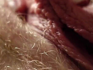 Big Labia Pussy Spreading and Rubbing From Below Closeup