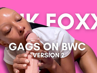 Pink Foxx Gags on Big White Dildo Version 2