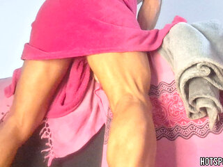 Big Dick Handsfree Ride Fleshlight - Showing Tight Ass & Swinging Balls, Huge Cumshot Inside