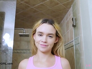Sun-Kissed Glow model took a shower