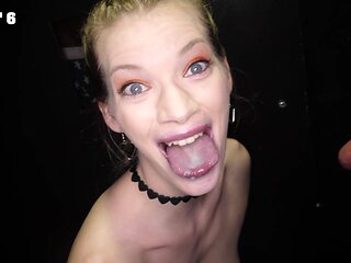 Erin Everheart gets her mouth filled with cum through a gloryhole.