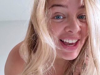 Hot blonde glamour babe solo plays to pleasure her hot body