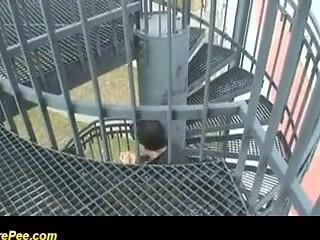 Outdoor pissing and blowjob