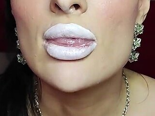 White Lipstick French Kisses From Perfect Latex Bimbo