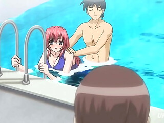 Hentai - Step Sister and Step Brother Almost Caught Fucking in the Pool