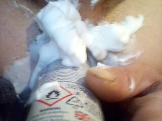 guy sticks shaving foam in his ass