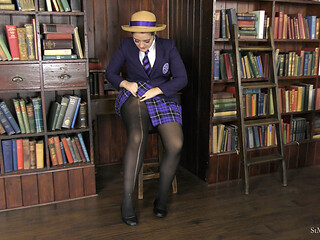 Tamsin; Stripping & Destroying Her Opaque Pantyhose