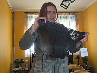 Mom with Big Tits Tries on Lingerie.