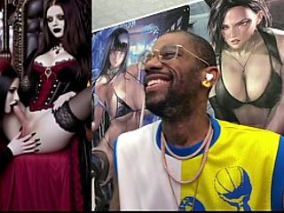 Trans GF plays with breasts while teen sucks hard Goth girl cock