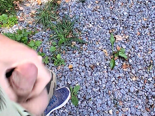 Risky handjob public