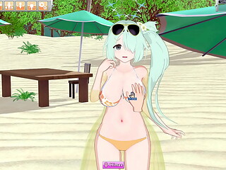 Blue archive - hiyori cock riding service - koikatsu party