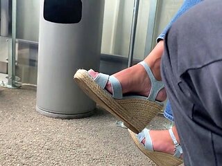 Gorgeous Feet In Wedges Heels at work