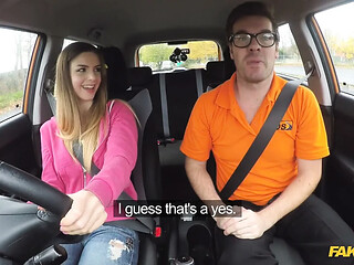 Fake Driving College - Italian Student Stella Cox Seduces Instructor for a Fast Hardcore Driving Pass