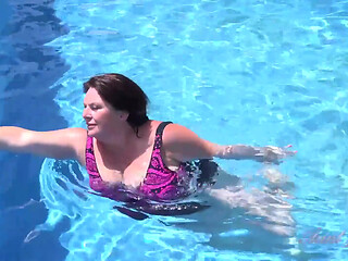 Auntjudys - Busty Redhead MILF Jojo Robinson Goes Skinny Dipping in the Pool