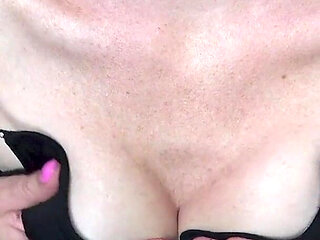 Cheeky Downblouse Tease: Cum on My Tits at the End of the Night