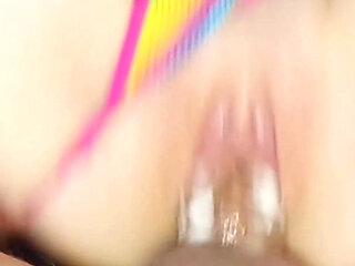 Wet Creamy Blonde Teen Pussy Creampied - Female Orgasm Riding Big Cock