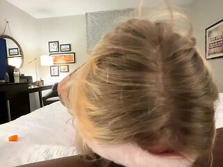 Bigdaddykj NFL Training Camp Sleepover: Blonde MILF Gives BBC Blowjob in 4K