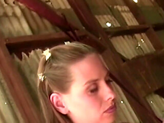 Blonde Slut Fucked Hard in the Barn