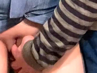 Dirty Hobby! Old Man Fingering Perfect Pussy in Public