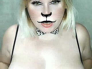 Chubby MILF in Cat Costume Big Tits