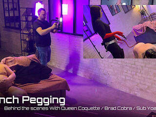 Behind the Scenes Caged Sub Gets Destroyed by His Mistresss Strap-on - BDSM - French Pegging
