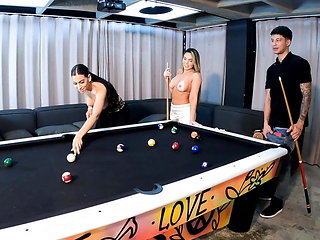 A Threesome with Two Incredible Latinas on a Pool Table