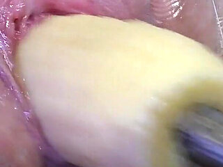 Wide Open Cocked Pussy Mechanically Fucked From Very Close 3