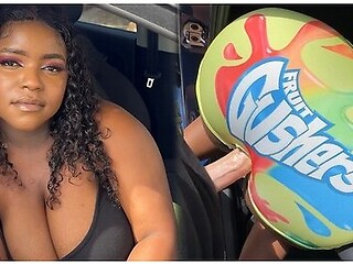 Big Booty Ebony Gets Fucked Through A Hole In Her Tight Gusher Shorts On Her Way To The Car Wash
