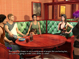 Having a Hard Time Fg 6 - Marianne Teases Jane and Greg by Flashing Her Pussy in Public Pub
