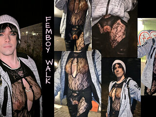 FemBoy - My first walk as a Ladyboy with breasts and a vagina