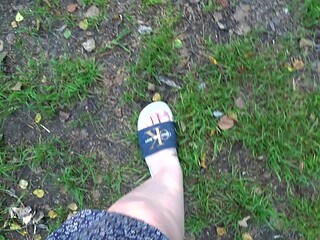 Amateur girlfriend shows off her cute feet in a POV shot.