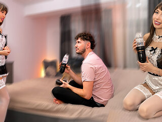 Surprised Housekeeper Learns How To Use Revolve X Vibrating Masturbator