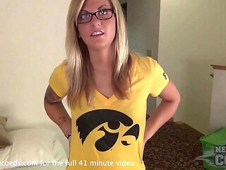 Blonde Iowa Girl Next Door First Time on Casting Couch - Gorgeous Student Flashing