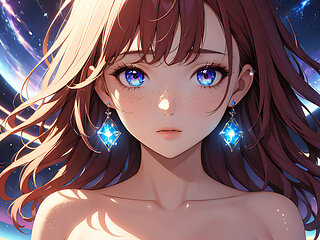 Voidgazer: a Beautiful Young Woman with Shimmering Cosmic Freckles