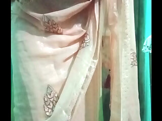 Indian Gay Crossdresser Bottom crossdressing in silky saree with heavy jwellery real homemade sex