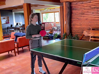 Amateur Teen Takes All in Real Strip Ping Pong  Hard Doggy Finish