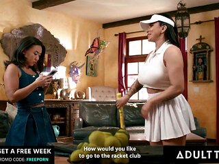 ADULT TIME - Bratty Stepbae Kimmy Kimm Seduces MILF Romi Rain To Stay Home And Play With Her Pussy!