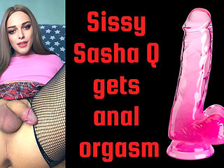 Sexy Sissy Sasha Q Gets Anal Orgasm