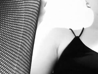 Fishnet Tights Tease in Black and White