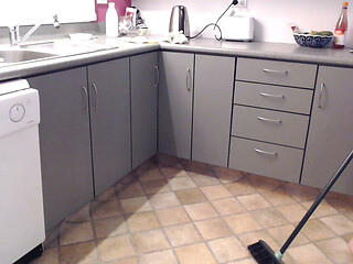 Broom Handle Pushed Deep up Inside Me and Sweep Floor with My Asshole Til I Cum From It
