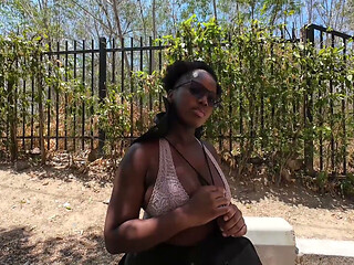 Breaking Her in Ebony Newbie Outdoor Model Audition Nice Ass Tits Pierced Slim Thick Girl Got the Hoe Path Walking - Jhodez1
