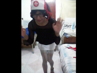 Joselynne Crossdresser In Nurse Cosplay In Heels And Stockings Cam