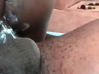 Ebony Ass Girl Next Door with Creamy Pussy Riding Raw Black Dick.