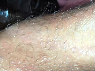 Big-titted BBW swallows black cock and gets creampie twice