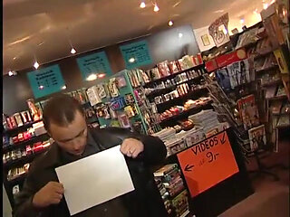 Girl working at erotic shop sucking my dick