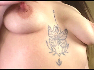 Kristi Ren Slaps Herself with a Whip and Sucks Her Long Nipples