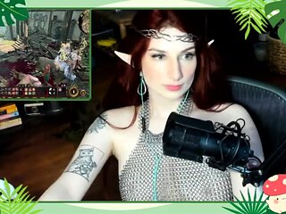 Amateur redhead Jacqueline with glasses masturbates