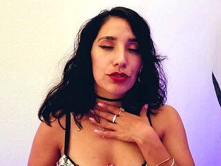 Amateur busty brunette masturbates and does hand job