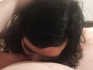 Sexy trans girl sucks her girlfriend's cock