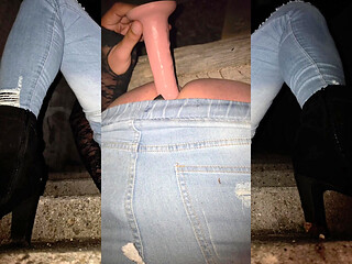Sissy whore on the road with the dildo